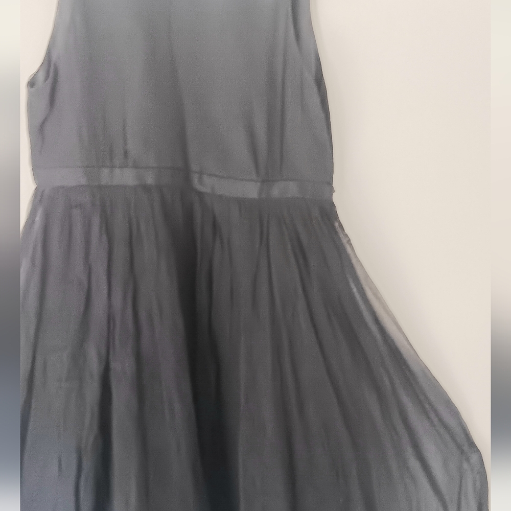 SILK Zara Choker Neckline Little  Black Dress, Lined, Billowy Skirt, Small.